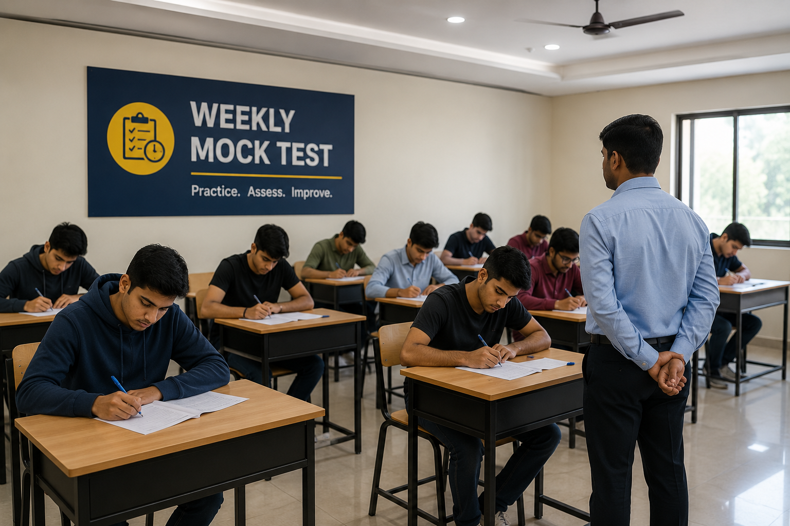 Weekly mock tests at zero extra fees